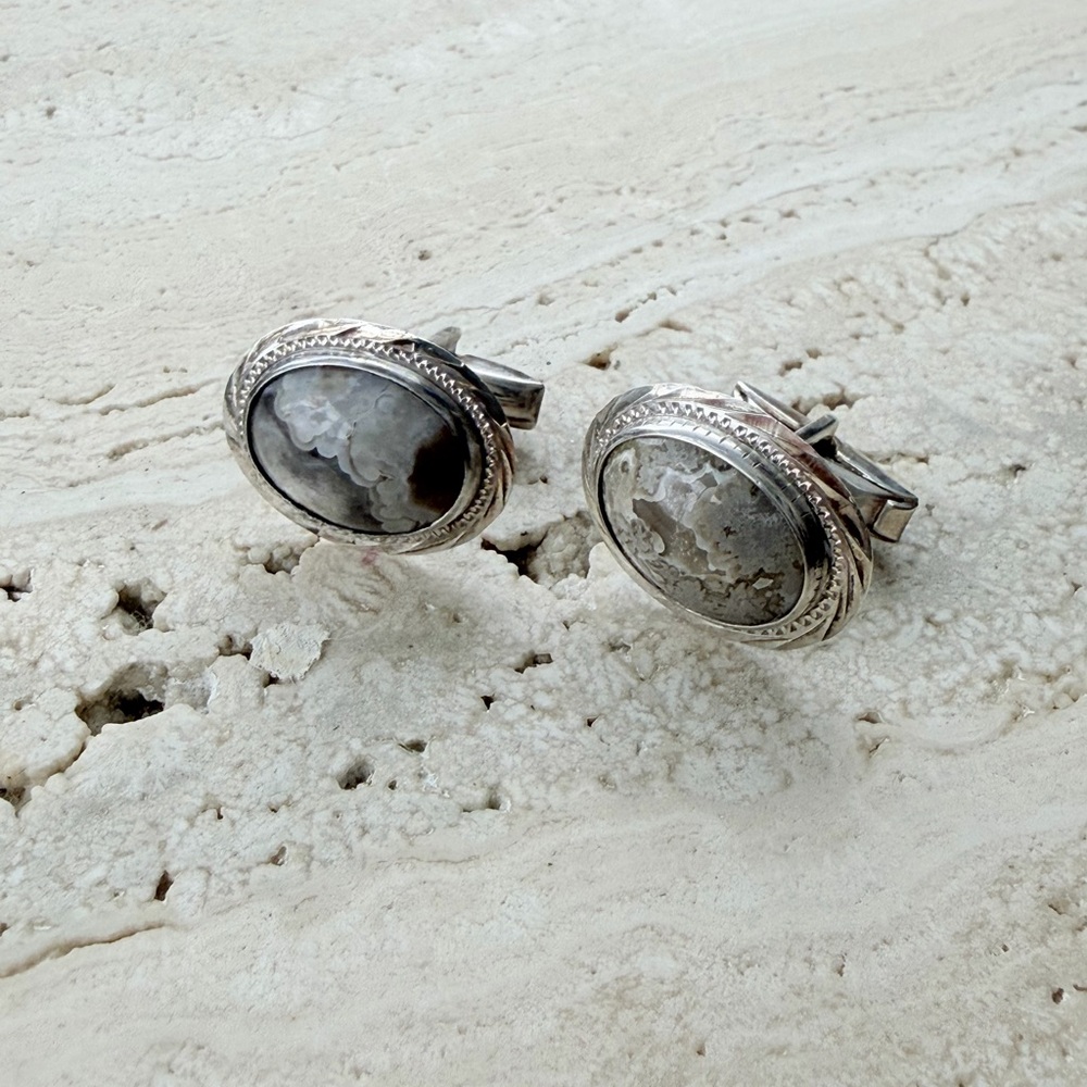 Elegant Silver and Gray Stone Earrings